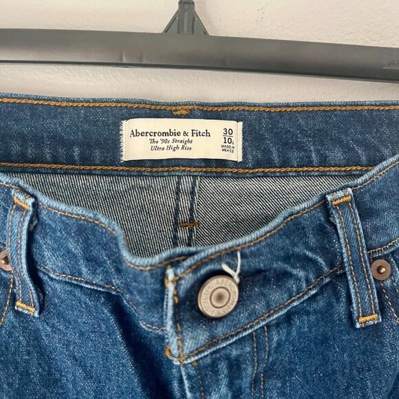 NWT Abercrombie & Fitch The 90's Straight Ultra High Rise Jeans 30 10 Long - Picture 4 of 11